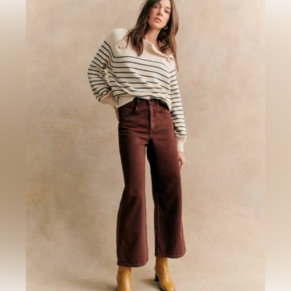 Sezane Denim - Sezane Le Crop Brown denim